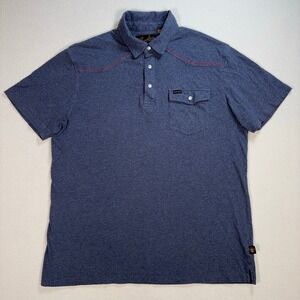 Howler Bros Ranchero Western‎ Pearl Snap Polo Men's L Blue Cotton Flap Pocket